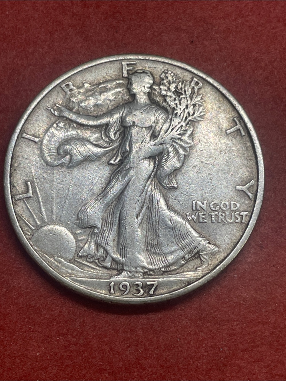 Vintage 1937 S Walking Liberty Half Dollar - 90% Silver AU